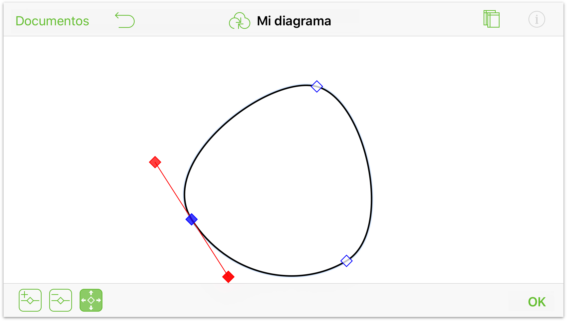El triángulo anterior con sus puntos convertidos en curvas