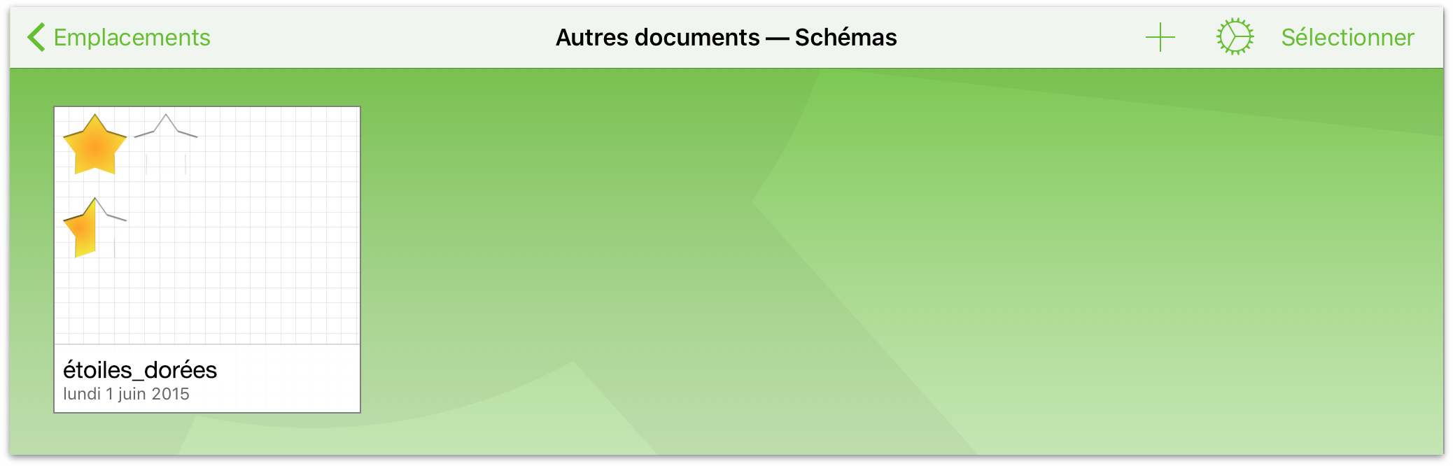 Le fichier stocké sur iCloud Drive apparaît à présent dans le dossier Autres documents sur votre appareil ; touchez-le pour ouvrir le fichier dans OmniGraffle