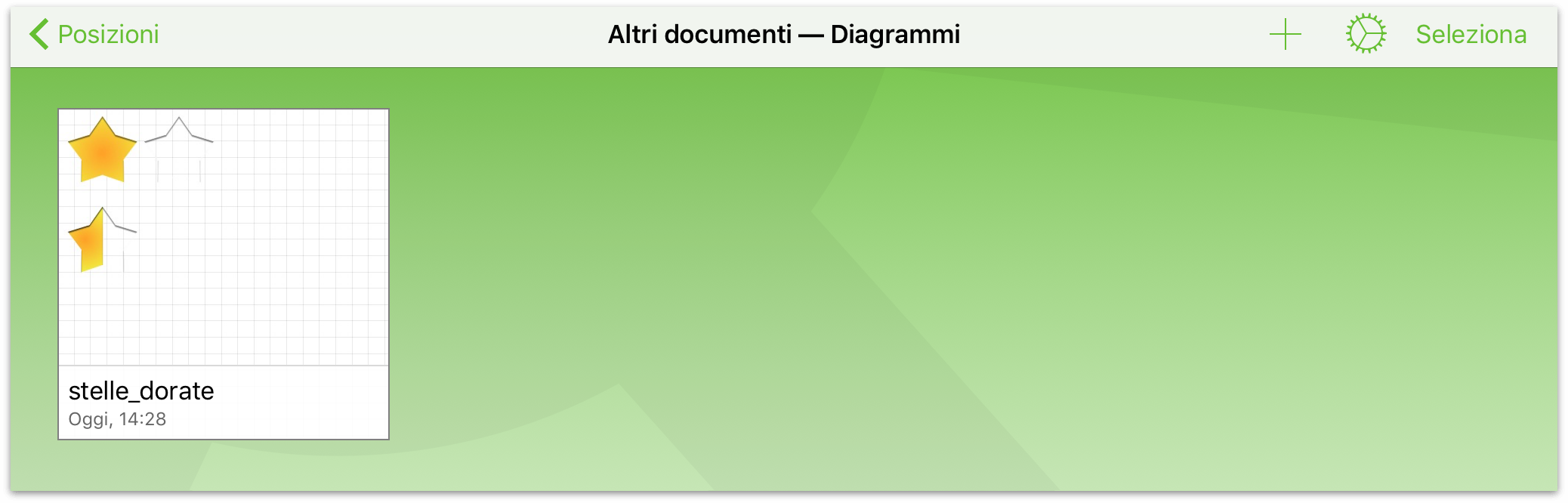 Il file da iCloud Drive è ora visualizzato nella cartella Altri documenti sul dispositivo; tocca per aprirlo in OmniGraffle