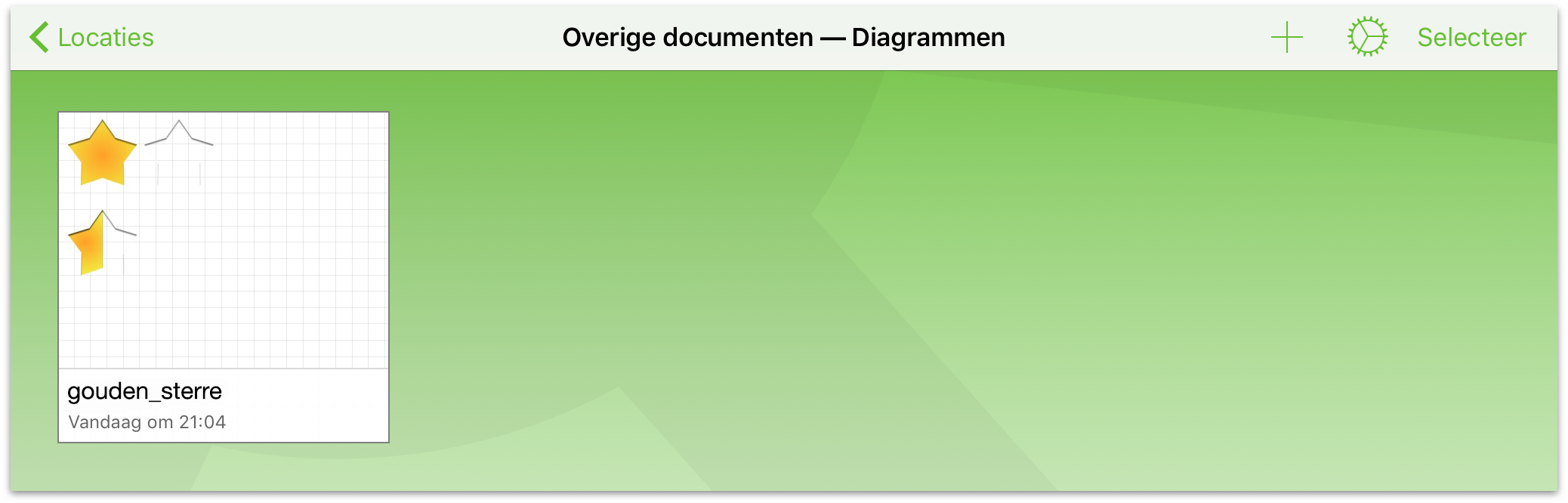 Het bestand van iCloud Drive verschijnt nu in de map Overige documenten op uw apparaat. Tik om het bestand te openen in OmniGraffle