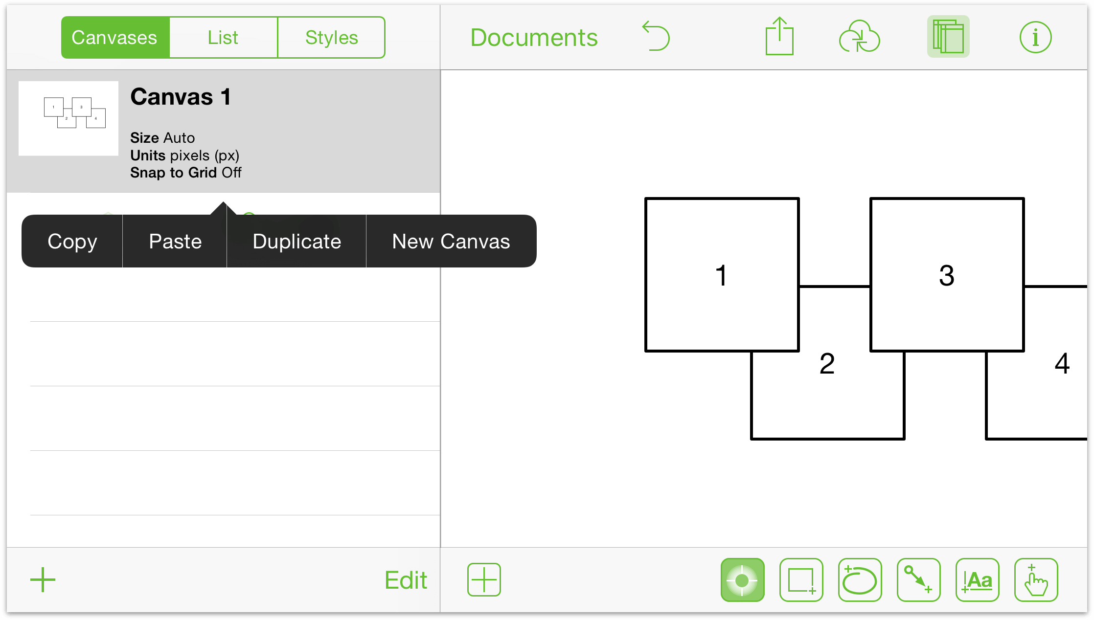 Duplicating the canvas