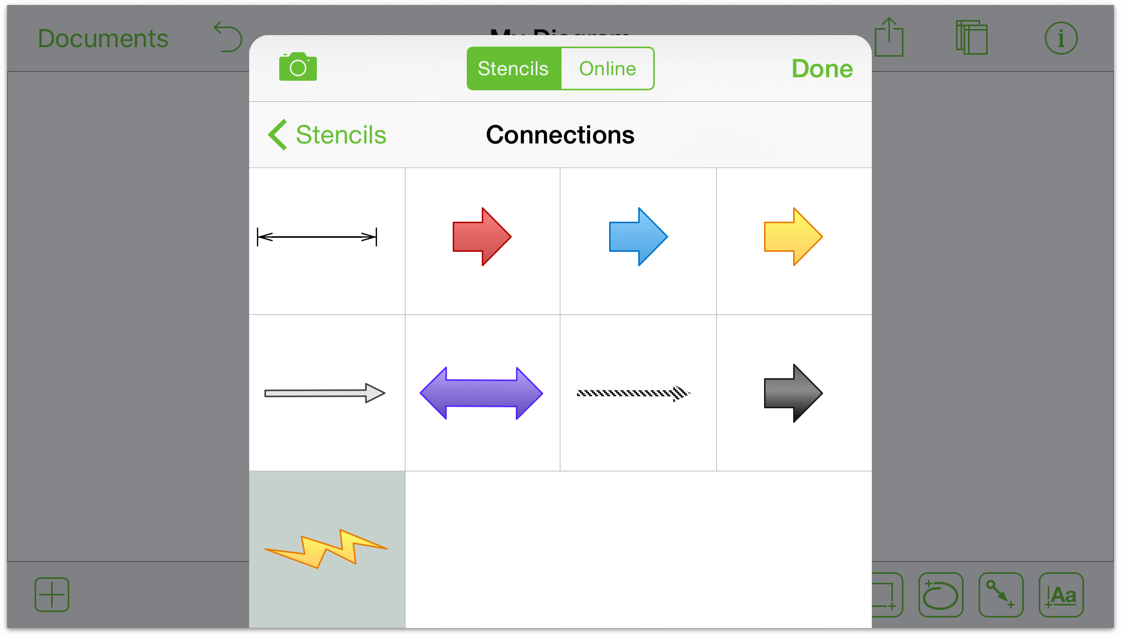 Double-tap to add a stencil to the canvas