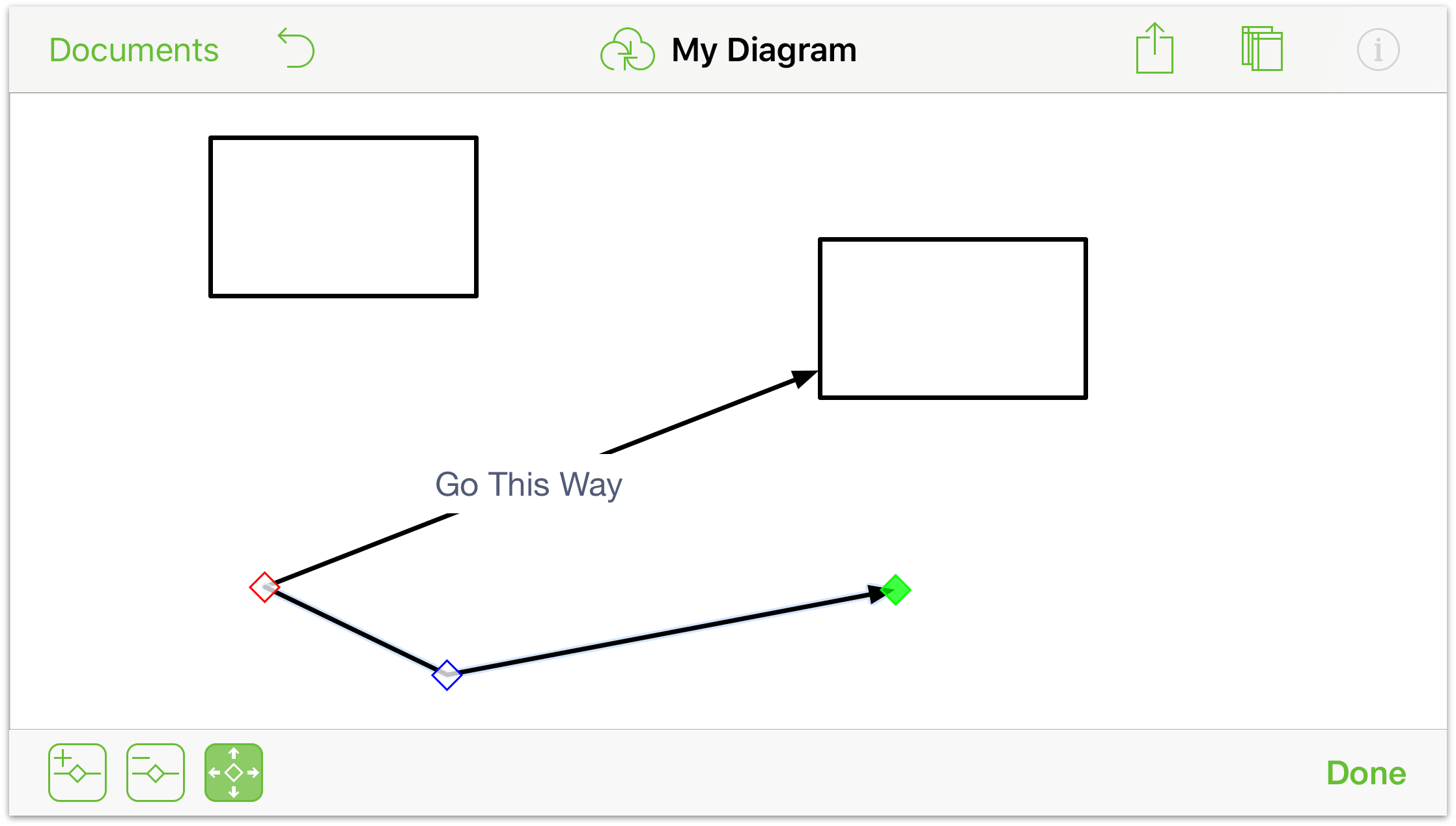 Touch and hold to slide a control point along a line