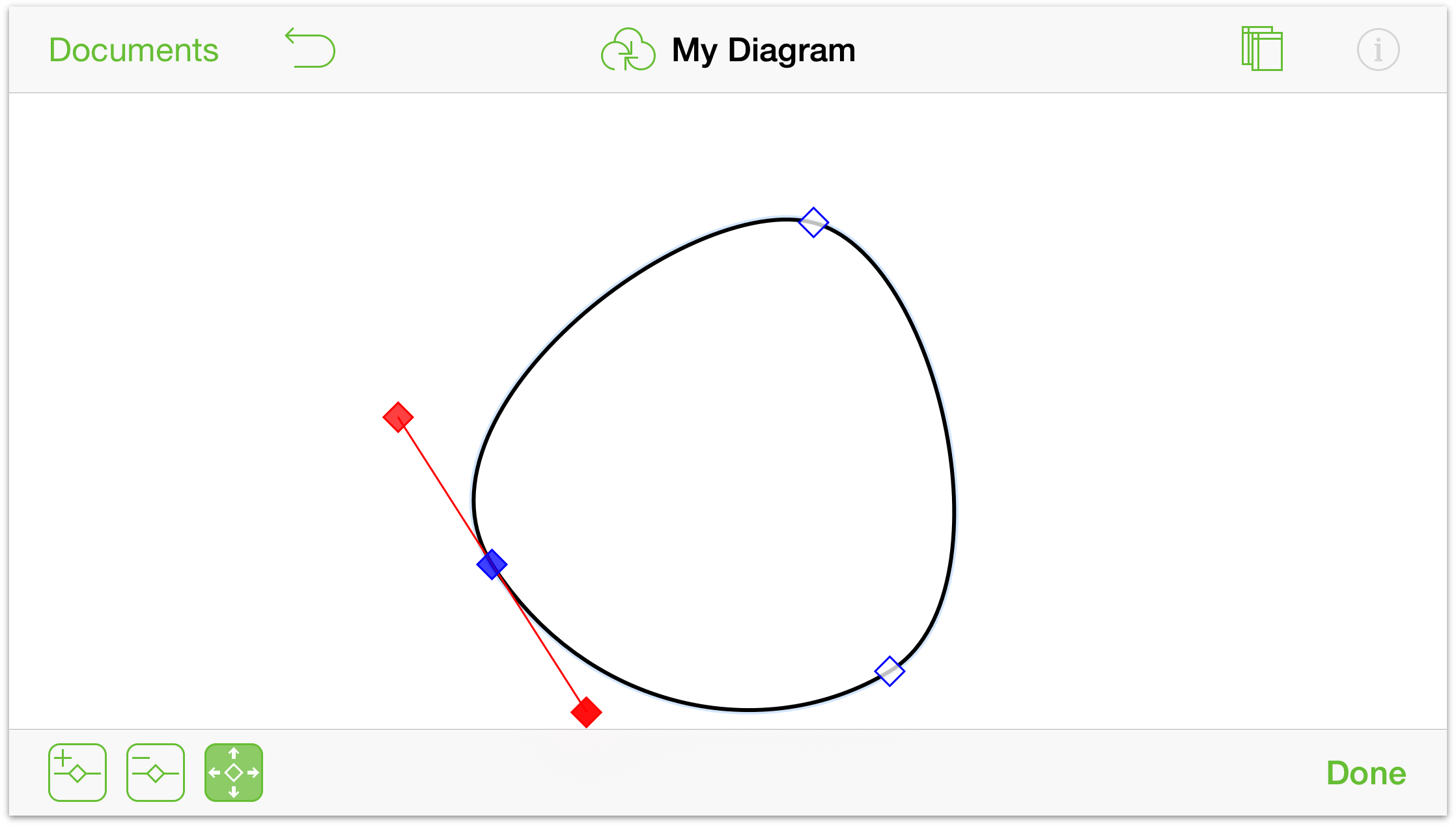 The former triangle with its points converted into curves