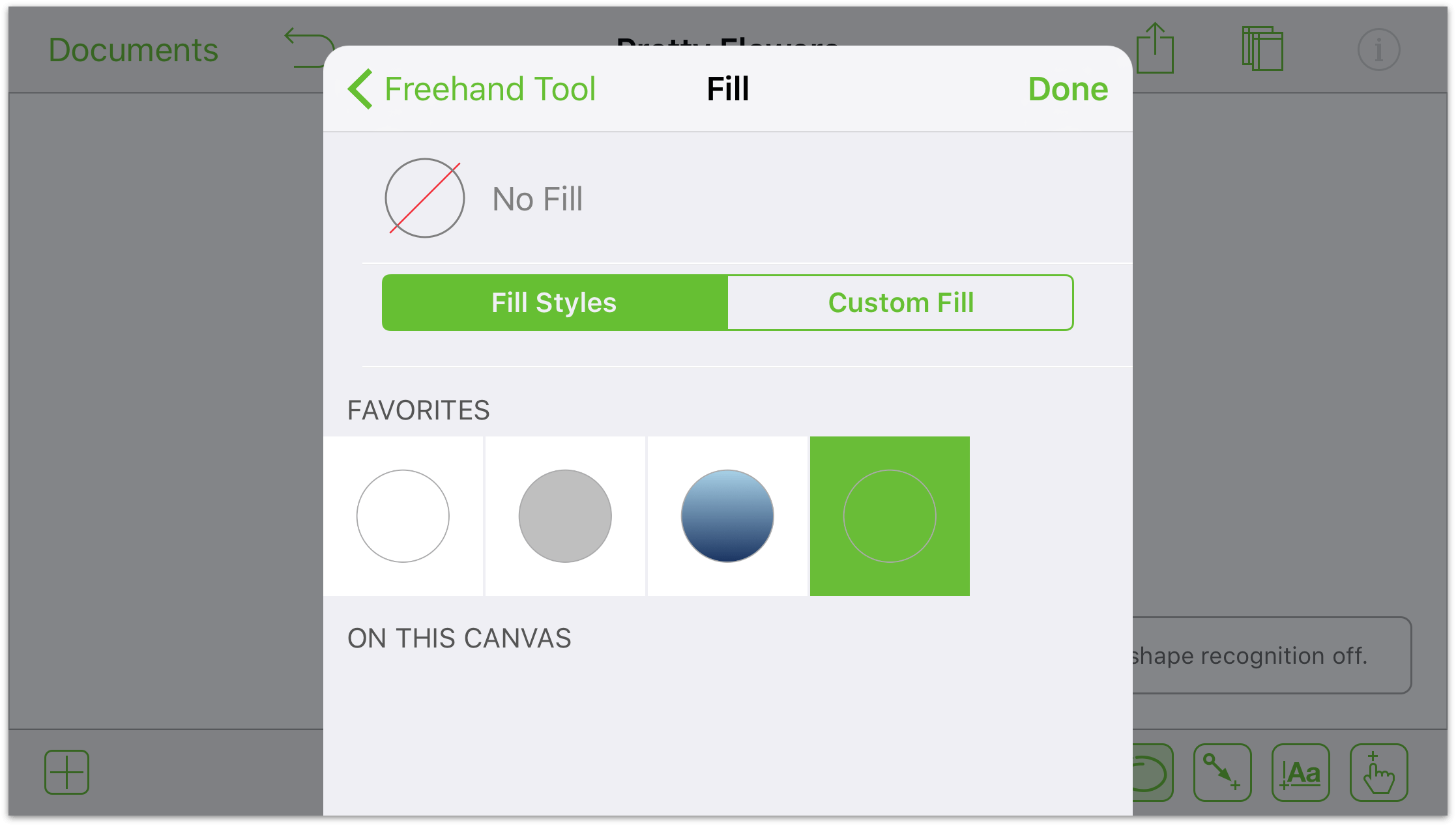 Adjusting the Fill of a Freehand object