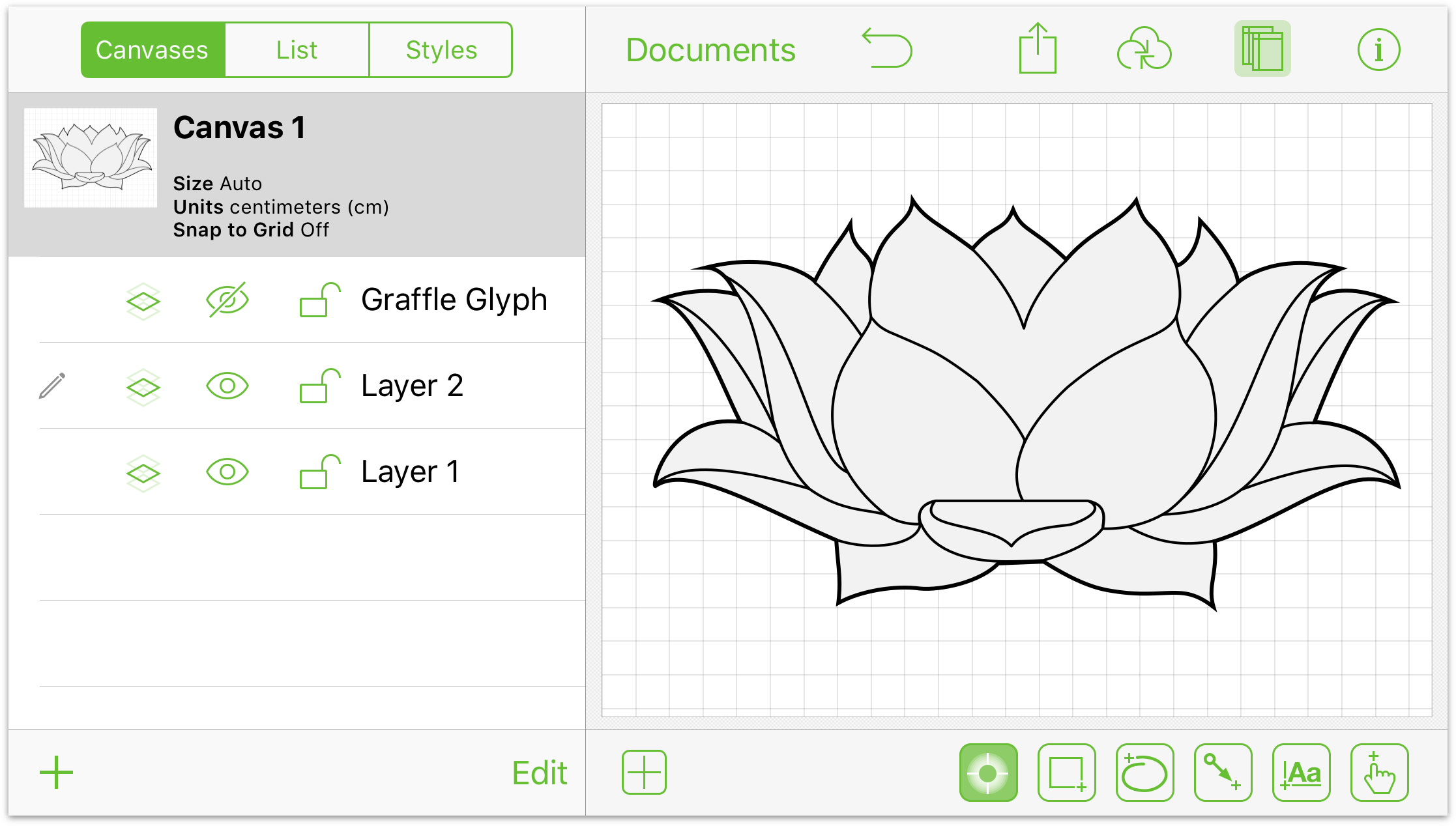 OmniGraffle on the iPhone Six Plus