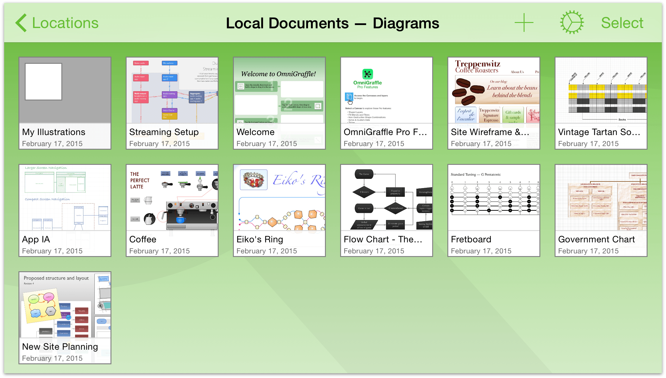 Tap to open the subfolder and then tap on the file you'd like to open in OmniGraffle.