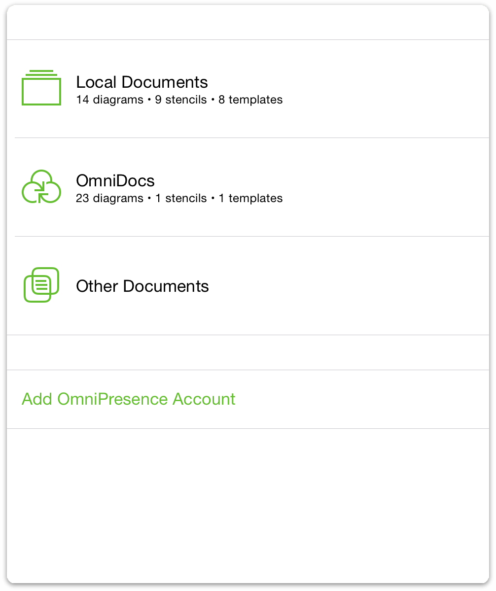 The Locations screen, showing the Other Documents folder