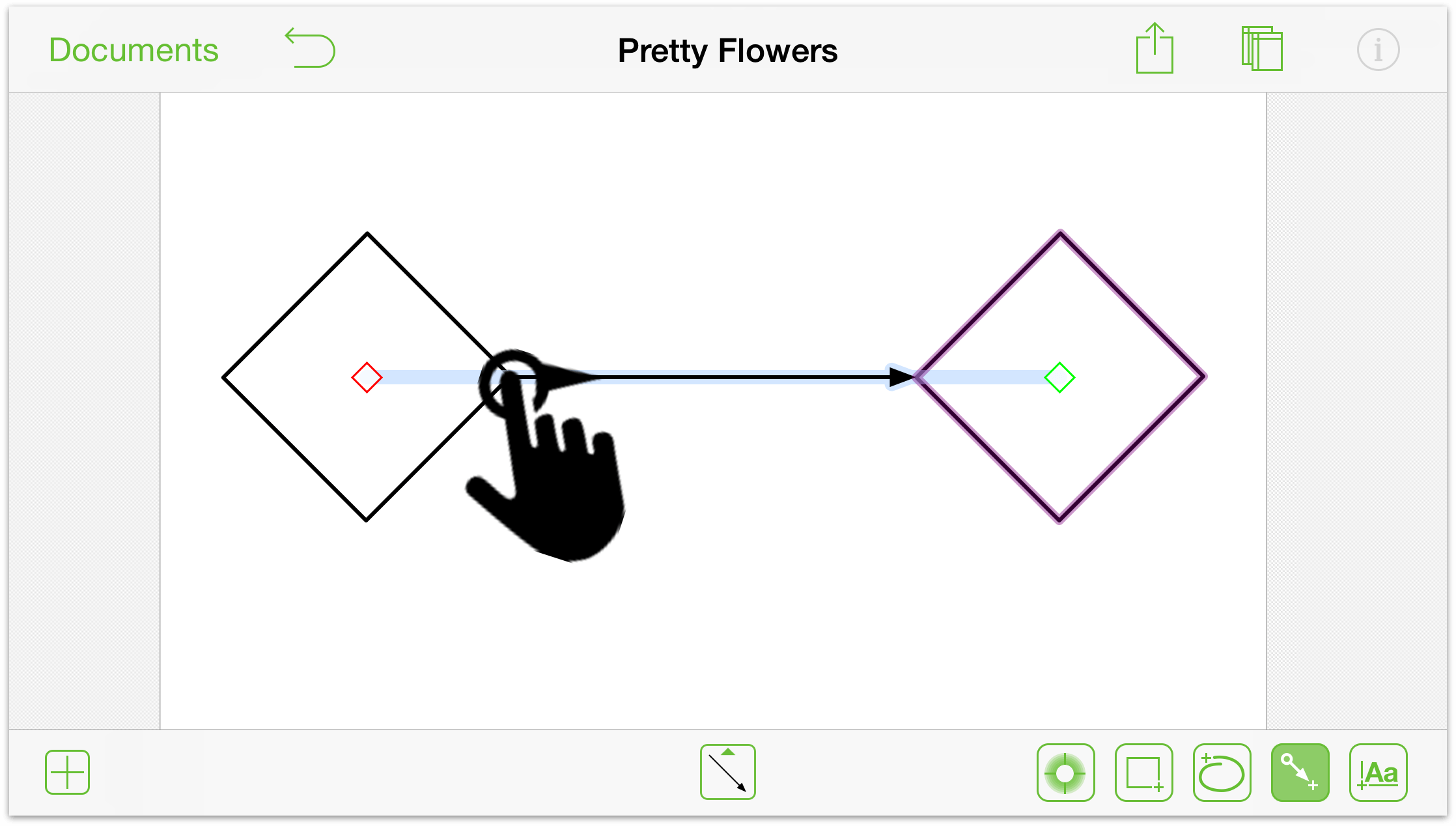 Two diamond-shaped objects connected with a line