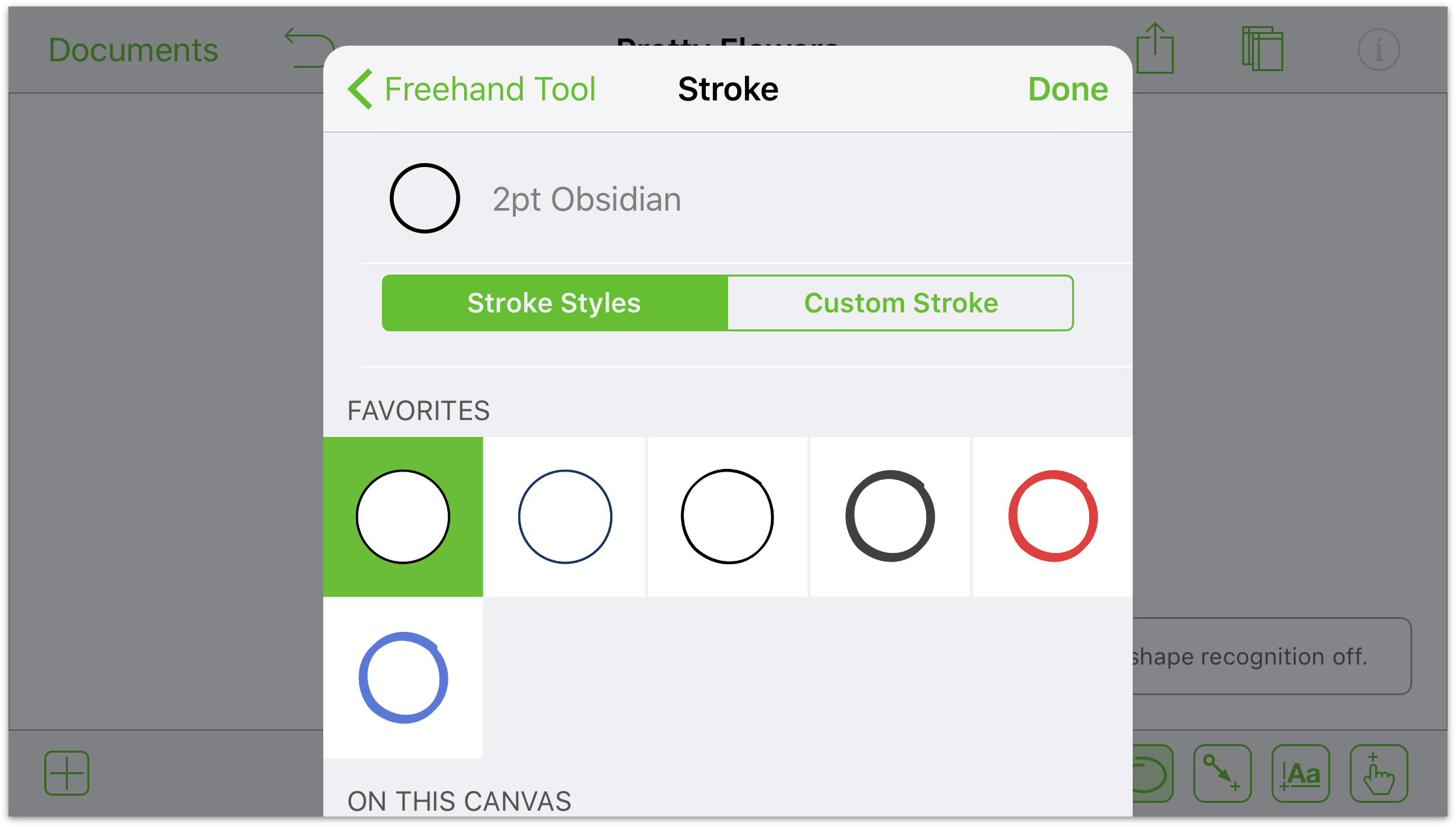 Adjusting the Stroke for a Freehand object