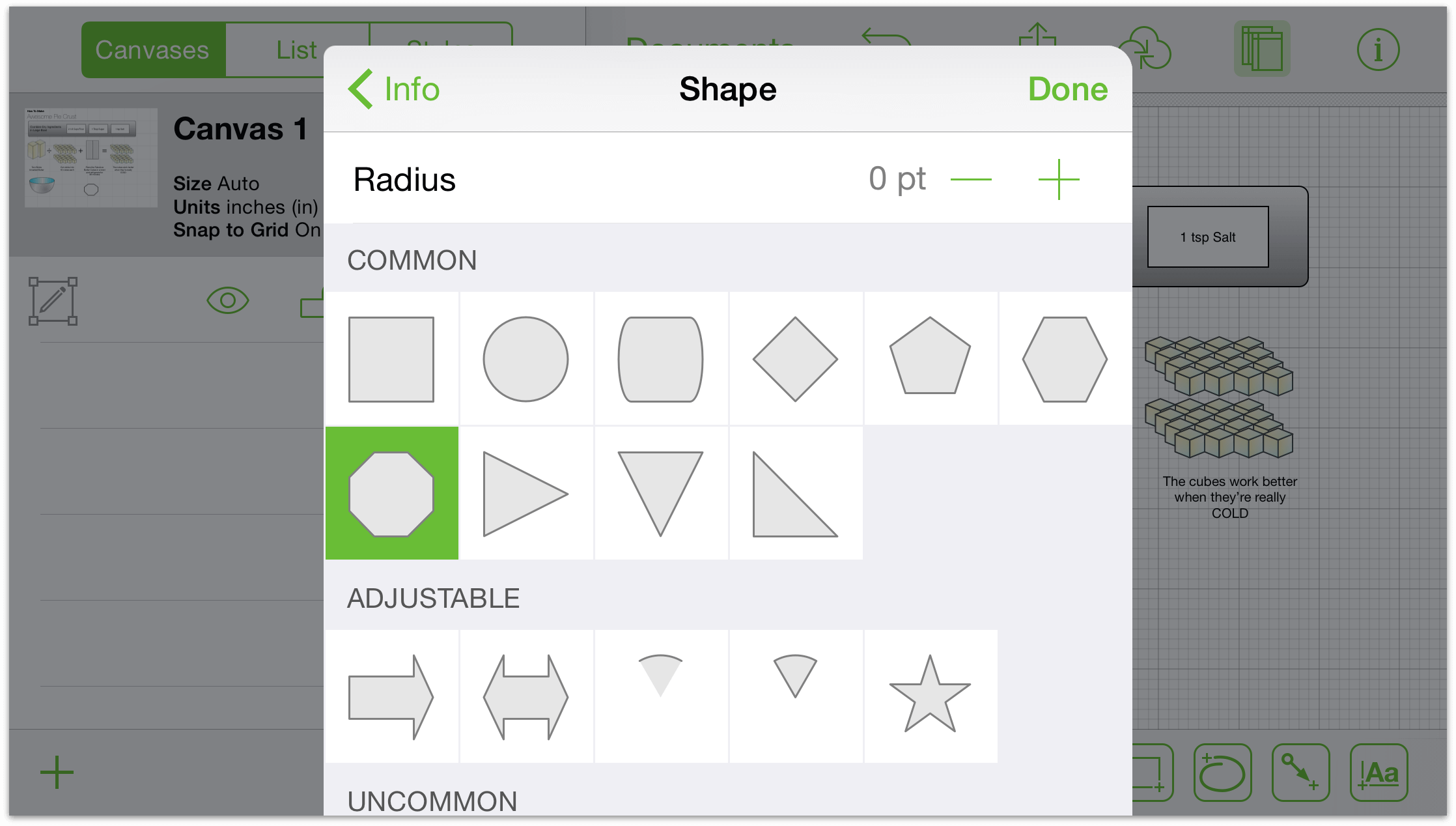 The Shape inspector