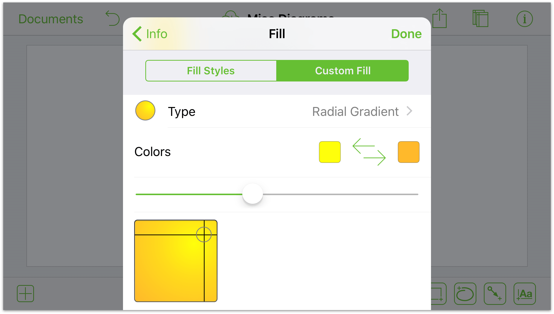 Adding a fill style to an object with the Fill inspector