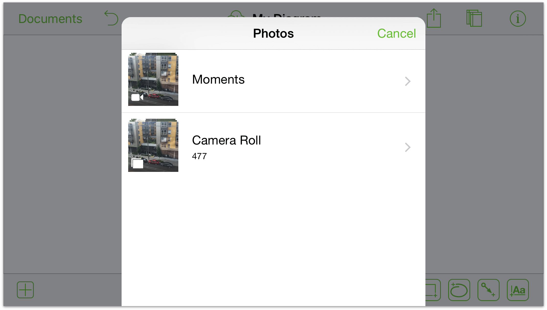 Choose where to grab a picture from