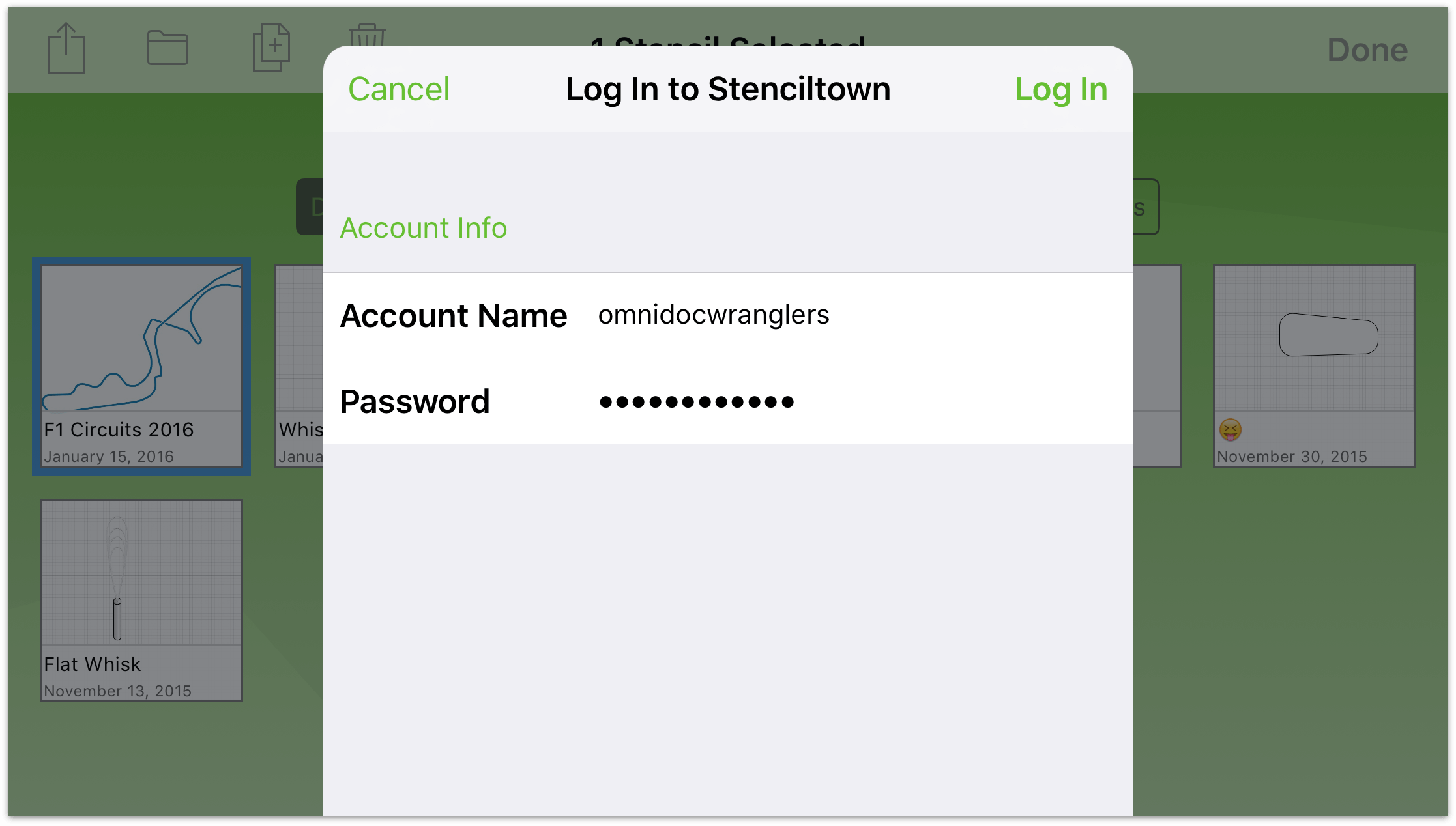 Enter your Omni ID and Password to log in to Stenciltown