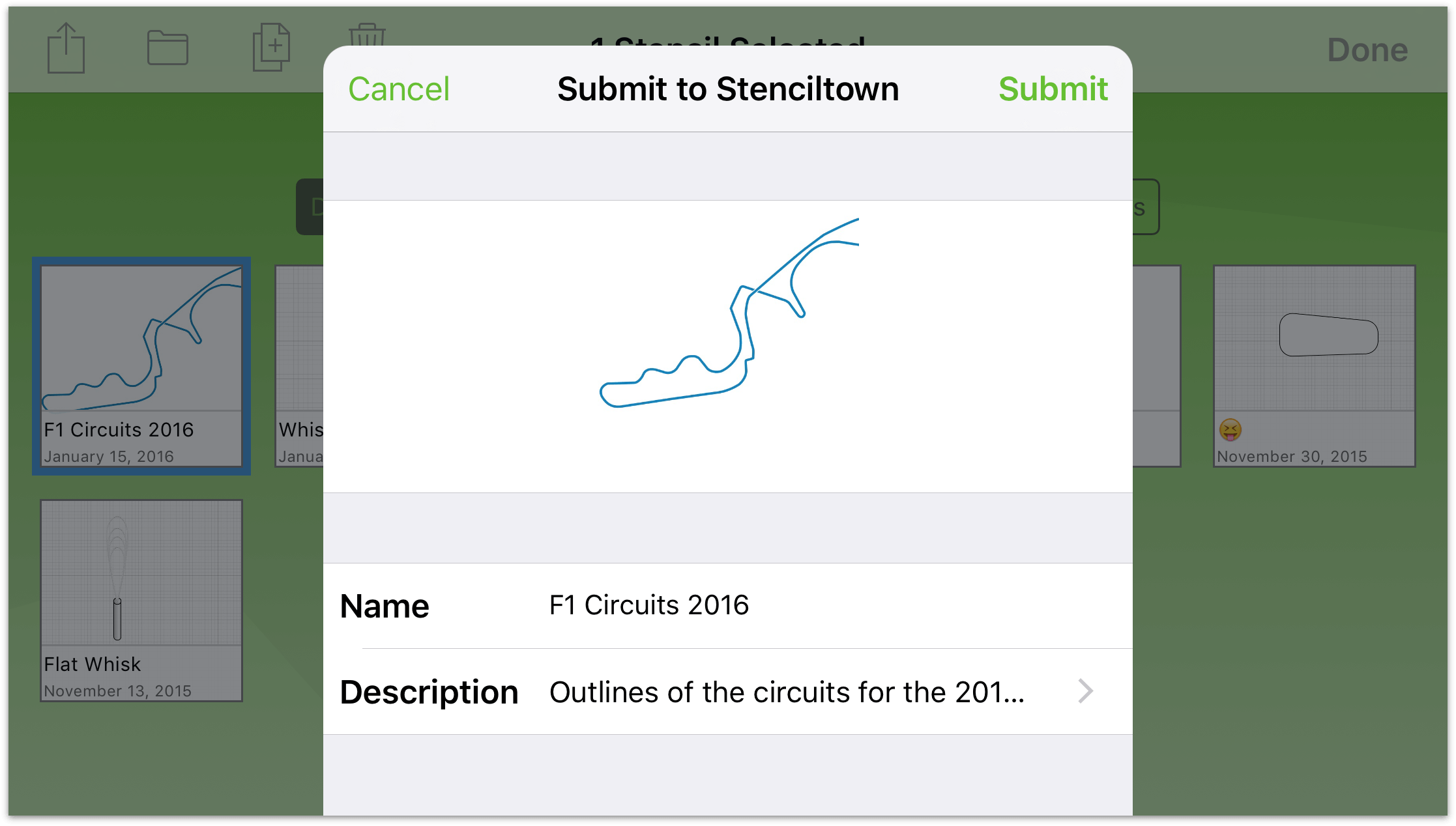 Use the form to enter details about the stencil