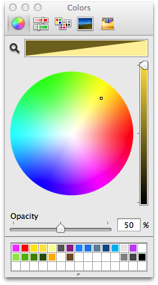 Use the Colors palette to choose a custom color or a pattern to use as the rows background