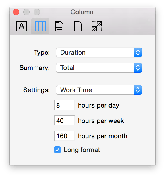 Choose Duration as the column type when you want to track or estimate timed events