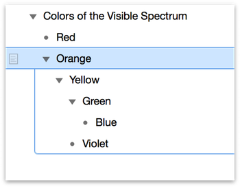 Outdenting the Orange row