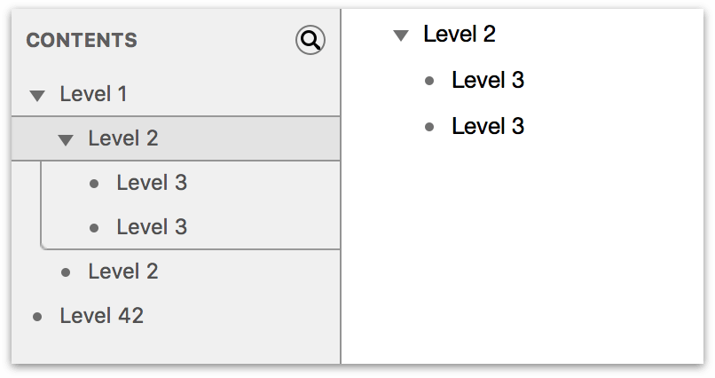 The Contents of an outline with a section highlighted