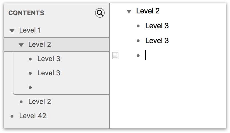 Adding a subsection to a section that you have selected in the Contents sidebar