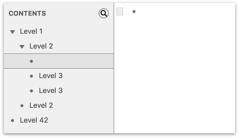 Press Return to insert a new subsection at the top of the list of subsections