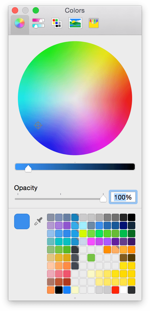 Use the Colors palette to choose a custom color or a pattern to use as the rows background