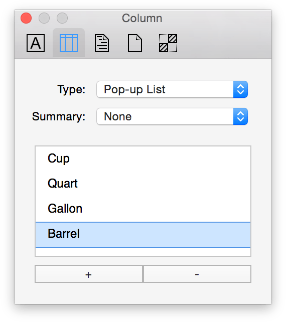 Choose Pop-up List if you have a column with repeating options to choose from