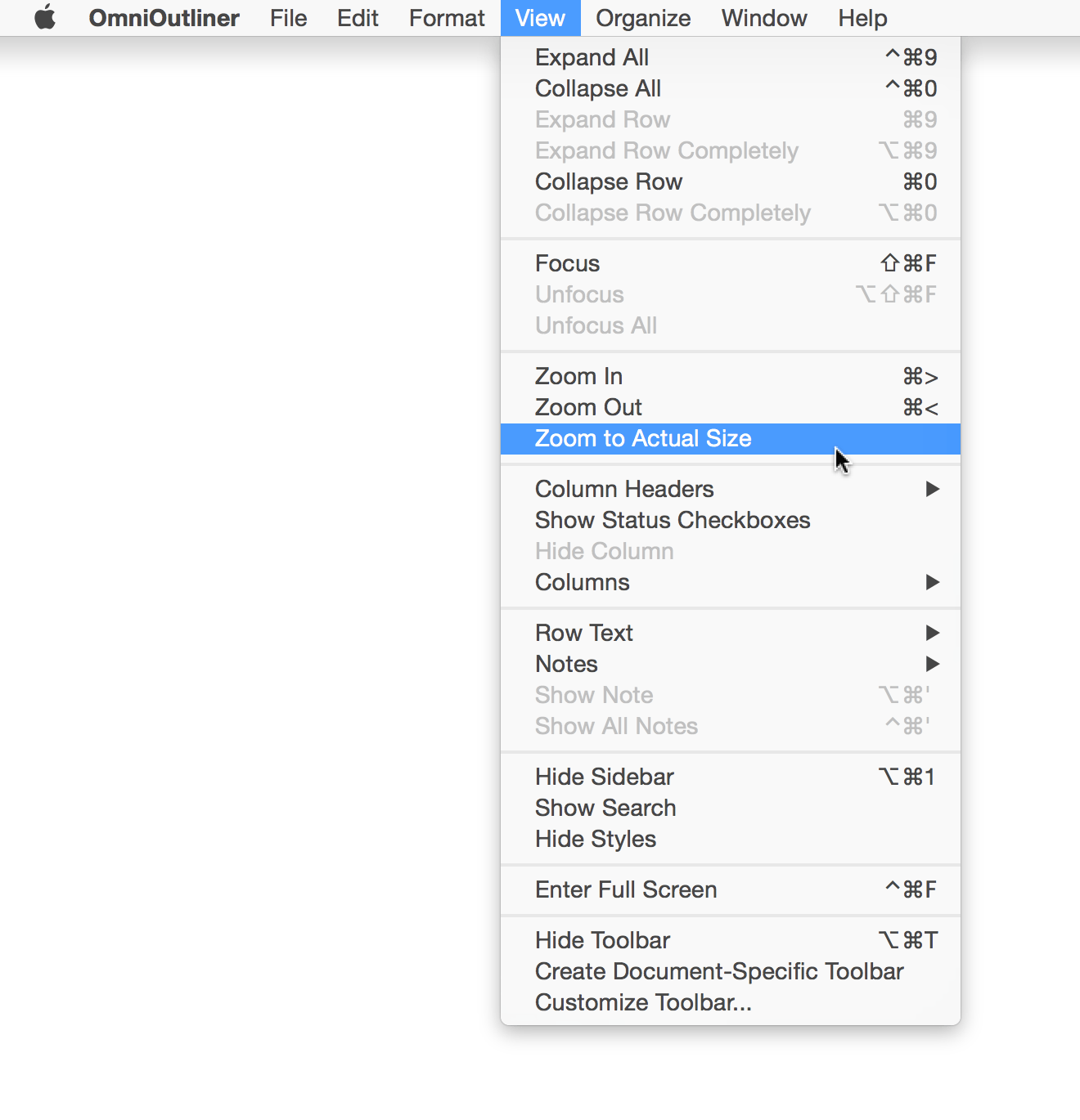 The Zoom to Actual Size menu option resides in the View menu