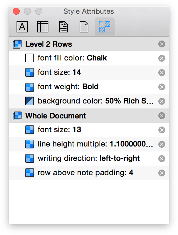 The Style Attributes inspector