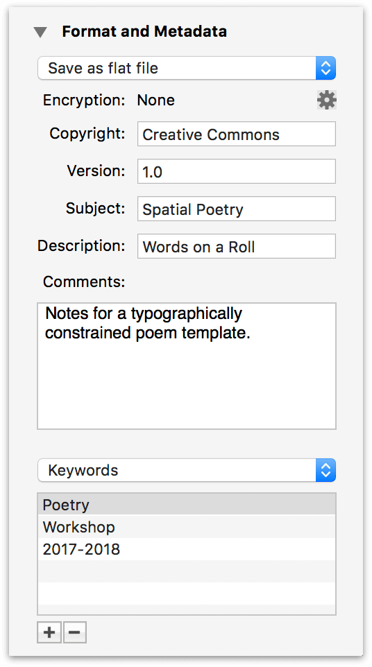 the Format and Metadata Inspector