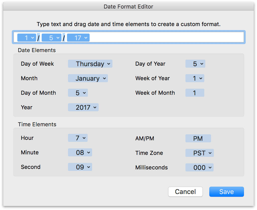 the date format editor