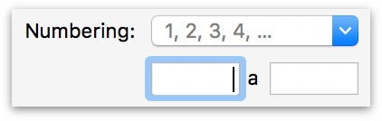 numbering options in the row Inspector