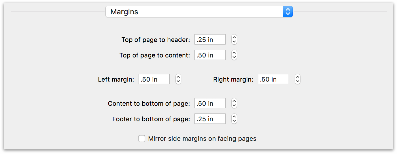 margins print options in OmniOutliner Pro