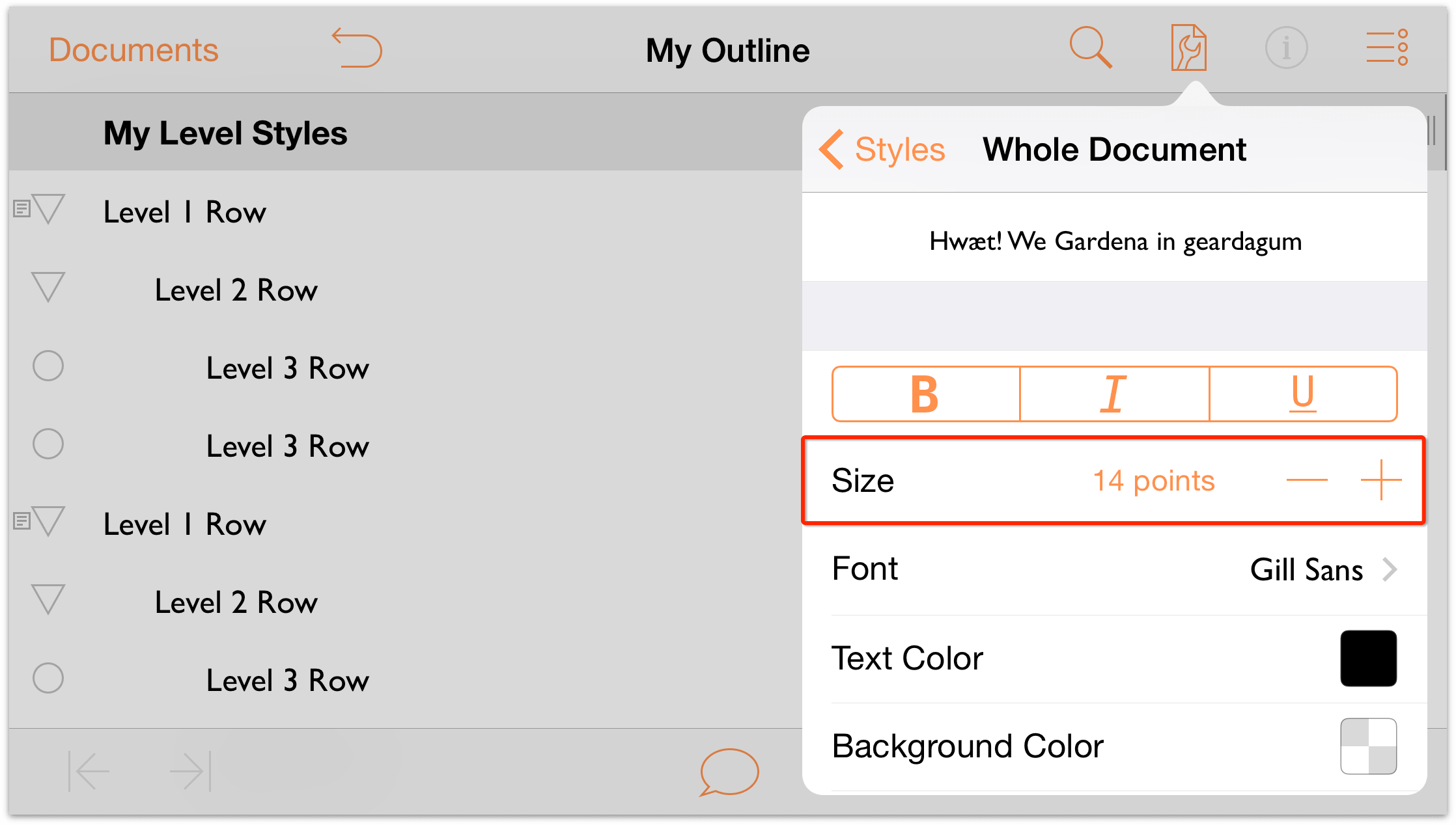 Increase the font size