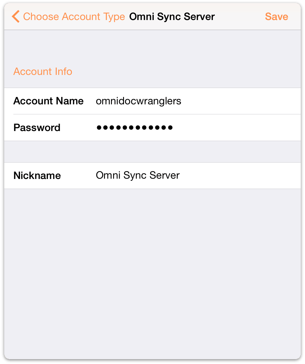 Enter the credentials for your Omni Sync Server account