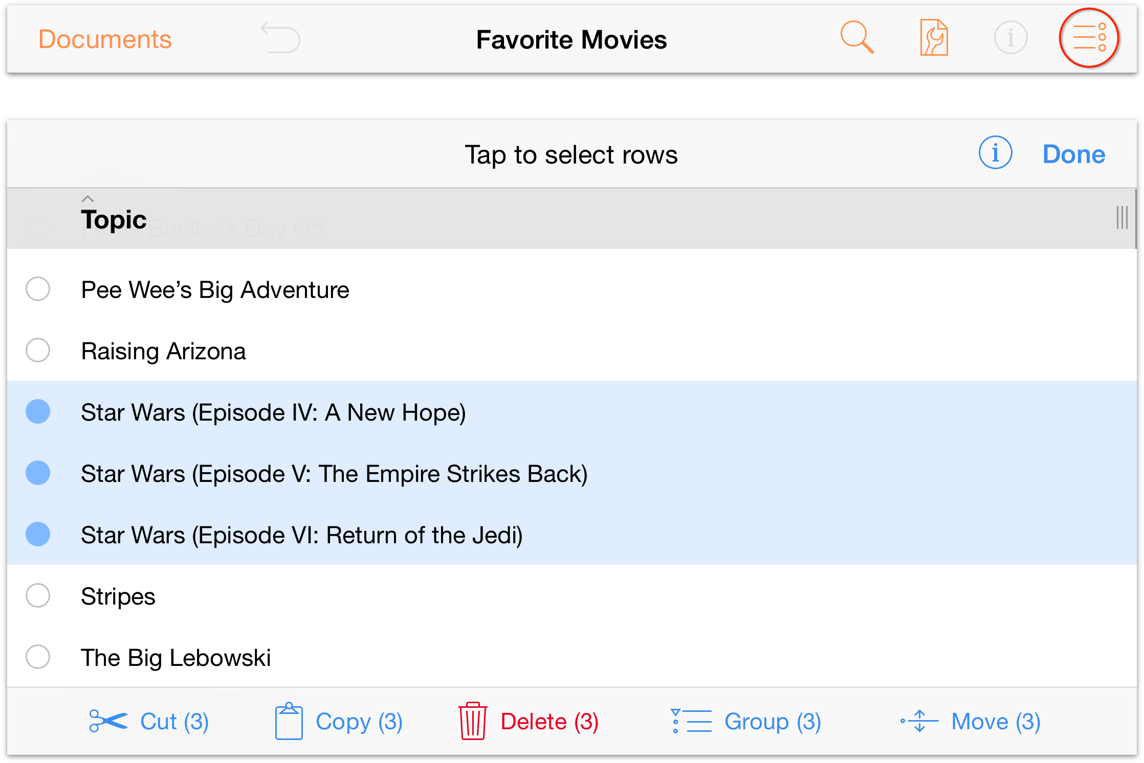 Select all three Star Wars movies