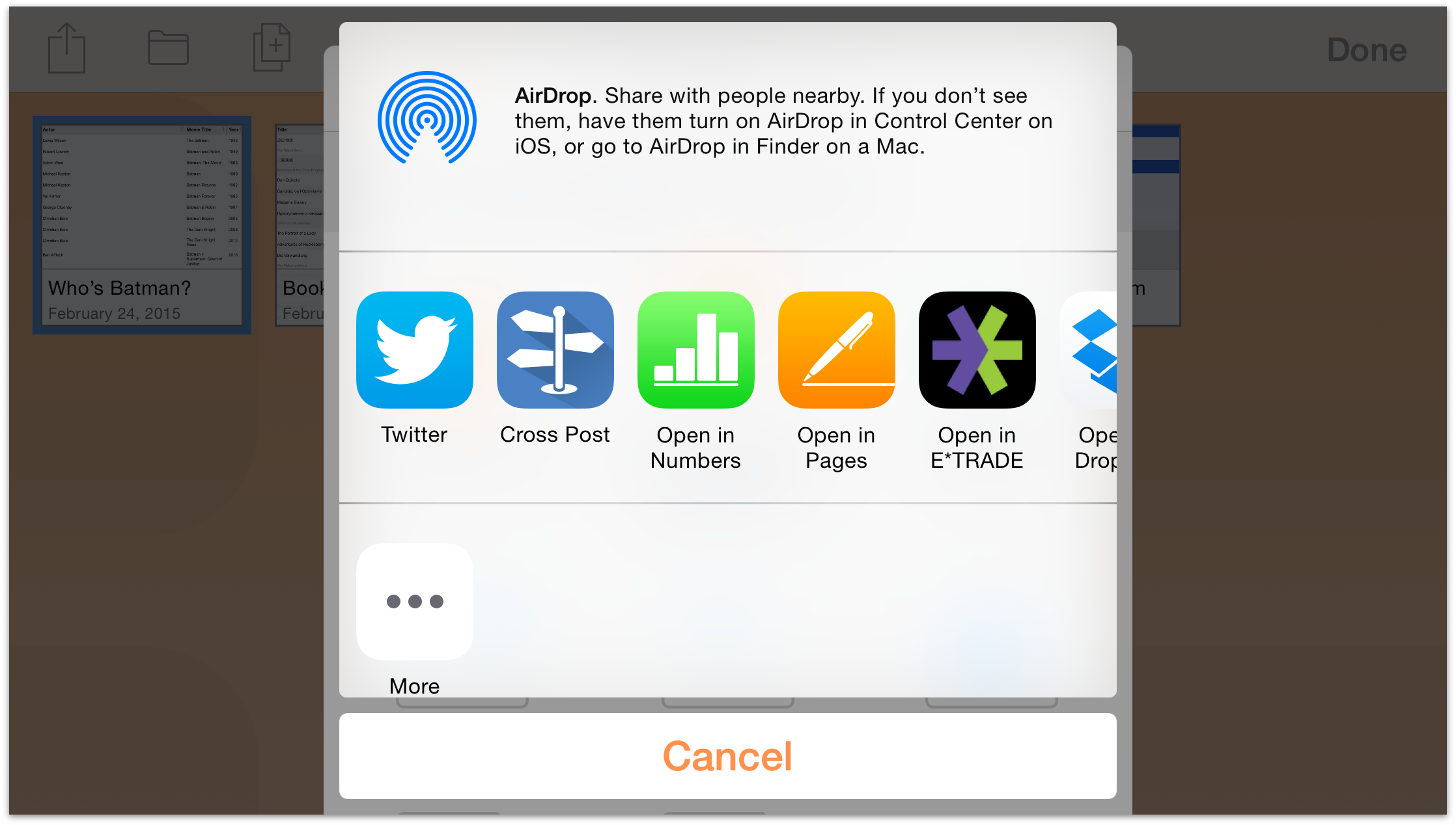 Choose an App or AirDrop