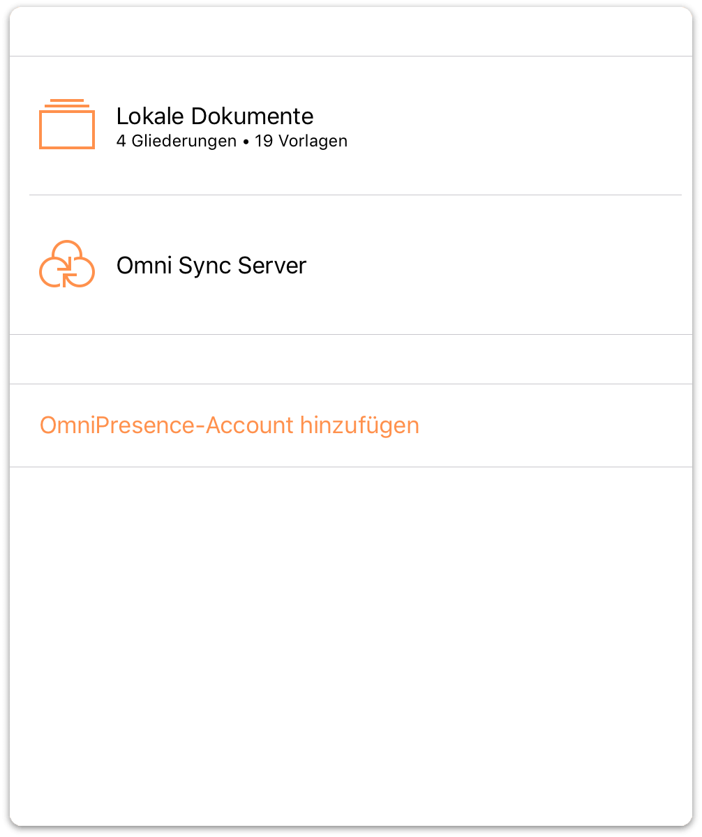 Nach dem Synchronisieren wird der Omni Sync Server-Ordner auf dem Startbildschirm angezeigt.