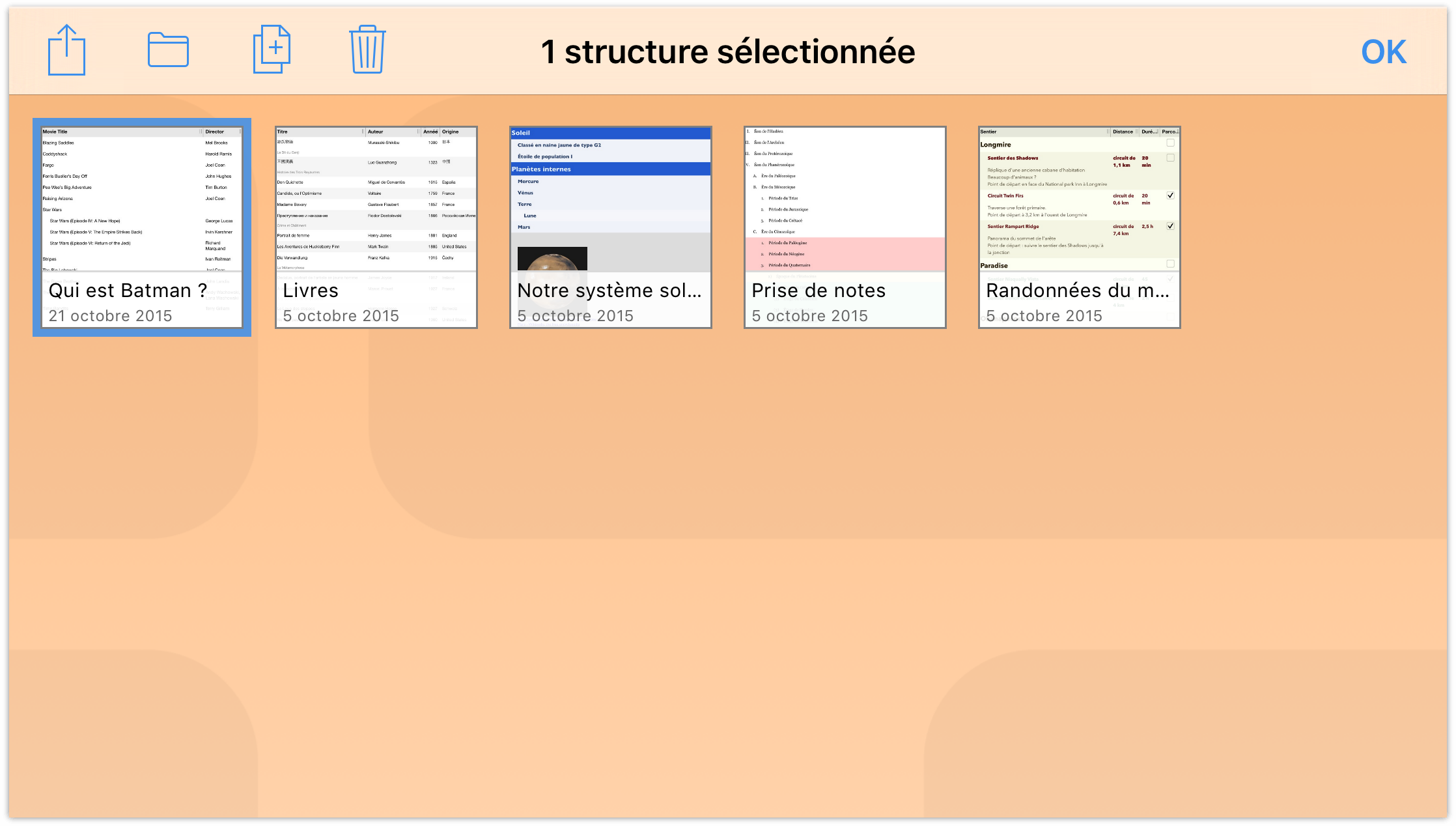 Touchez Sélectionner dans le coin supérieur droit de l'écran