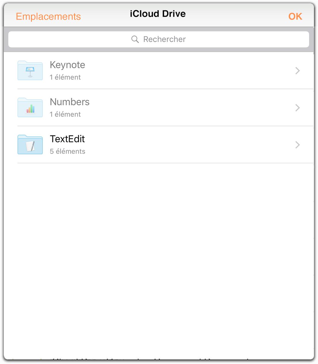 Toucher le bouton Plus/Ajouter permet d'ouvrir une fenêtre donnant accès aux fichiers stockés sur le cloud