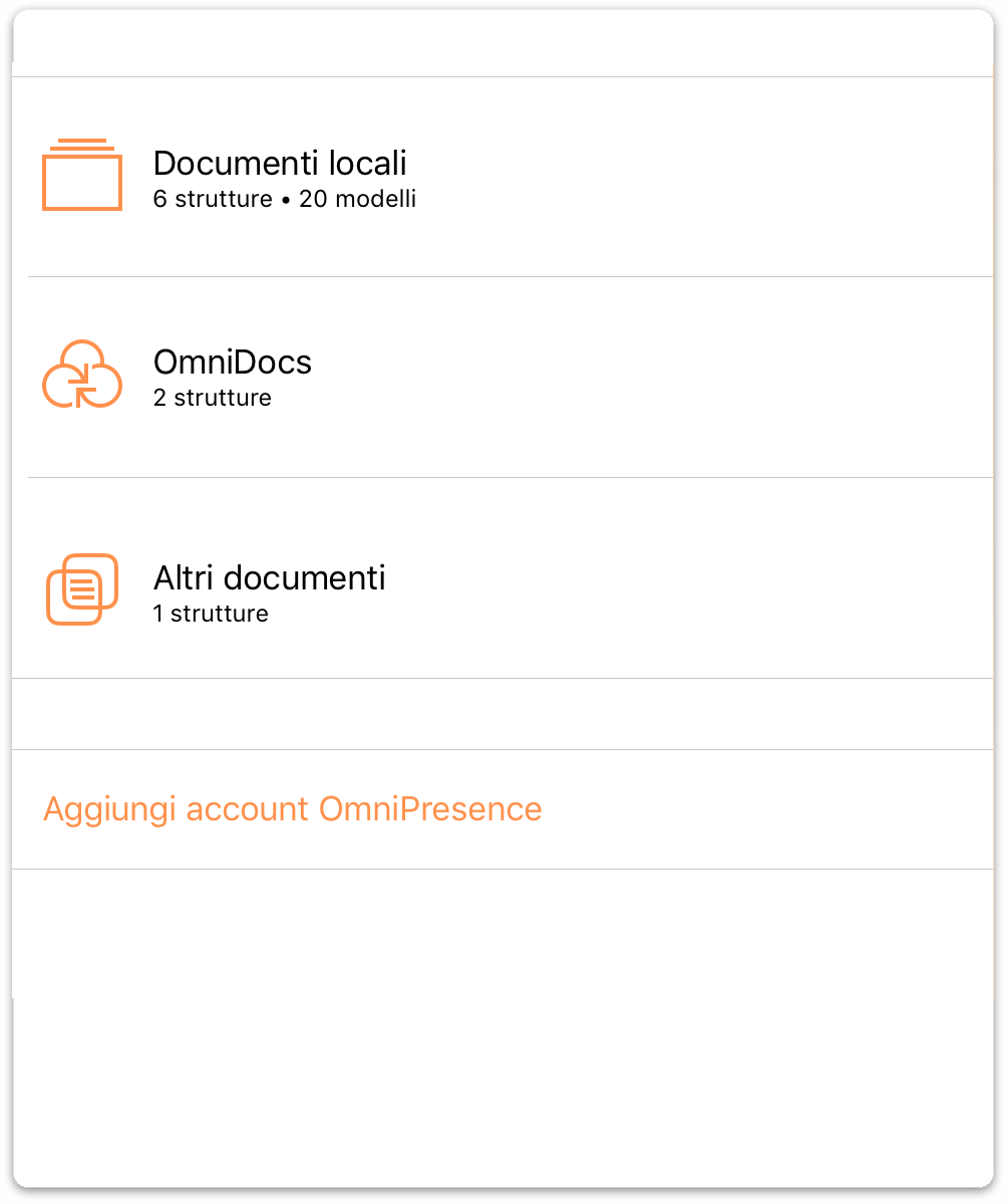 Nella schermata Posizioni è visualizzata la cartella Documenti locali, nonché la cartella Altri documenti da utilizzare per i file archiviati nel cloud