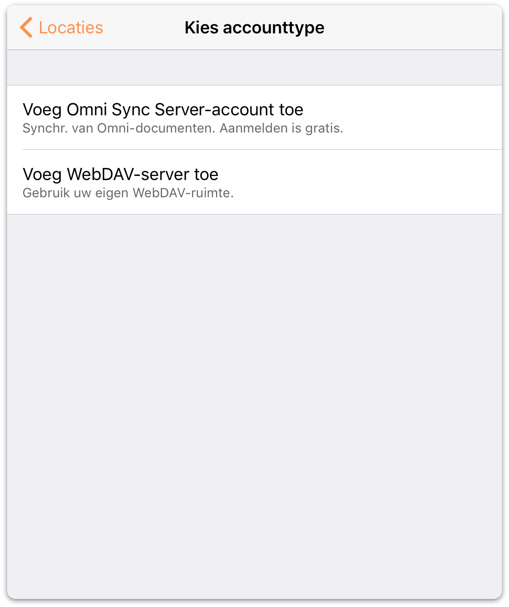 Kies tussen Omni Sync Server en een WebDAV-server