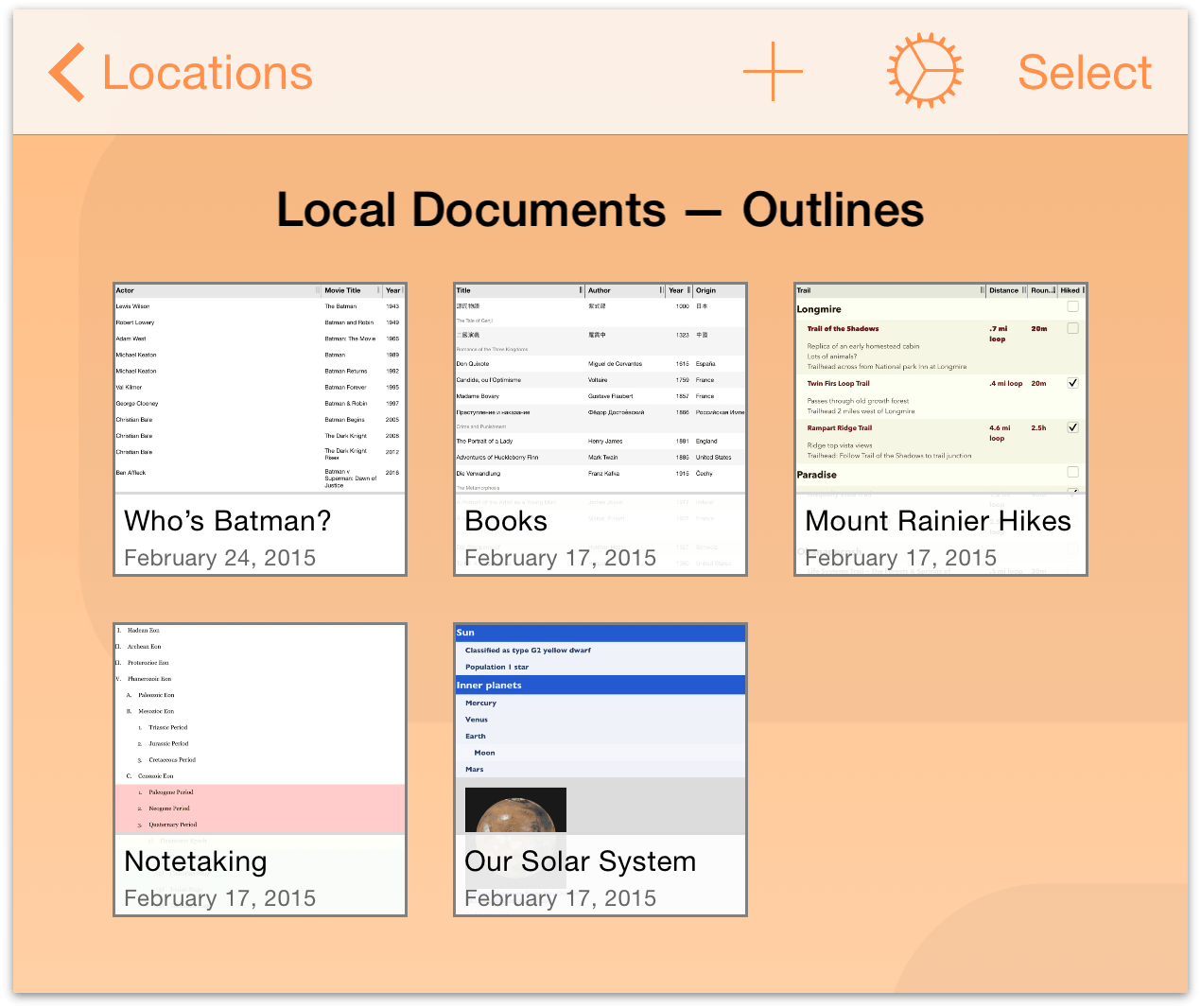 Location of the Current Folder name and Document Type, as shown on iPhone