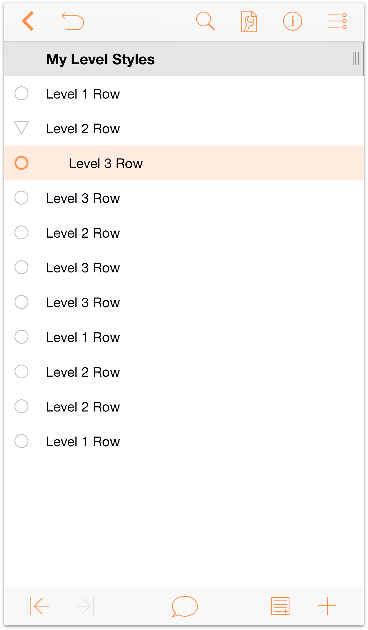 An indented Level 3 Row