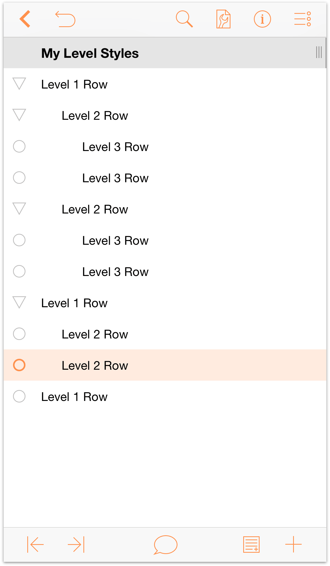 Indenting the Level 2 Rows