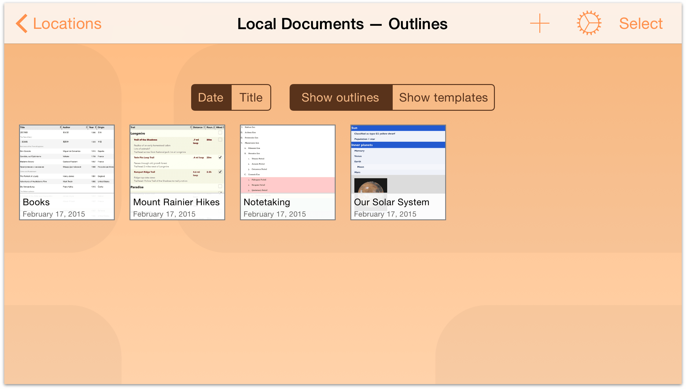 Pull down on the screen to find the Document Organizer