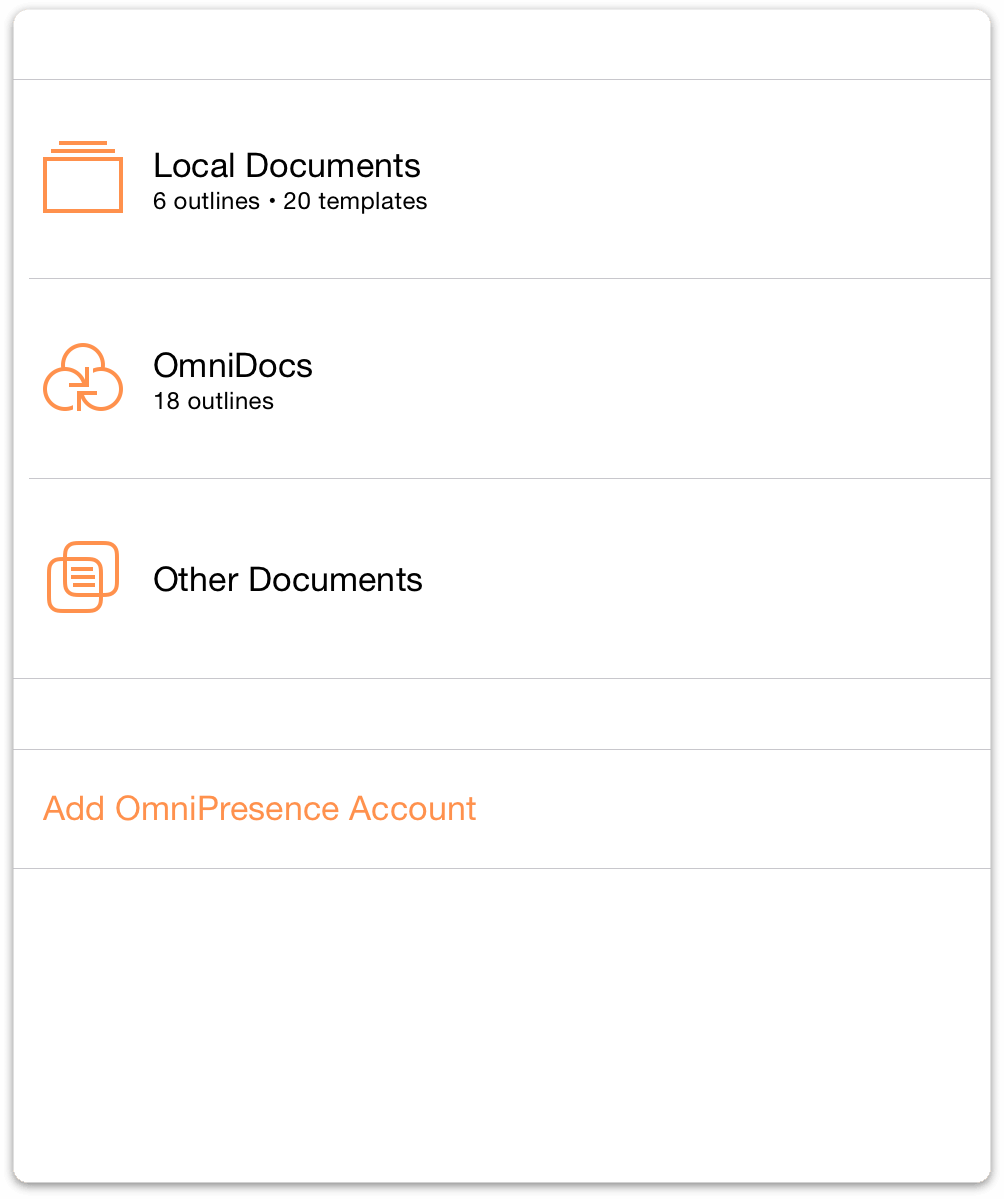 The Locations screed displays the Local Documents folder, as well as the Other Documents folder, which you use for working on files stored in the cloud