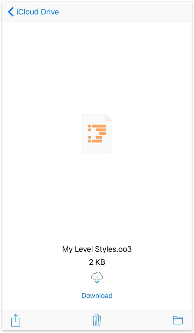Tap to Download the OmniOutliner file to your iOS device.