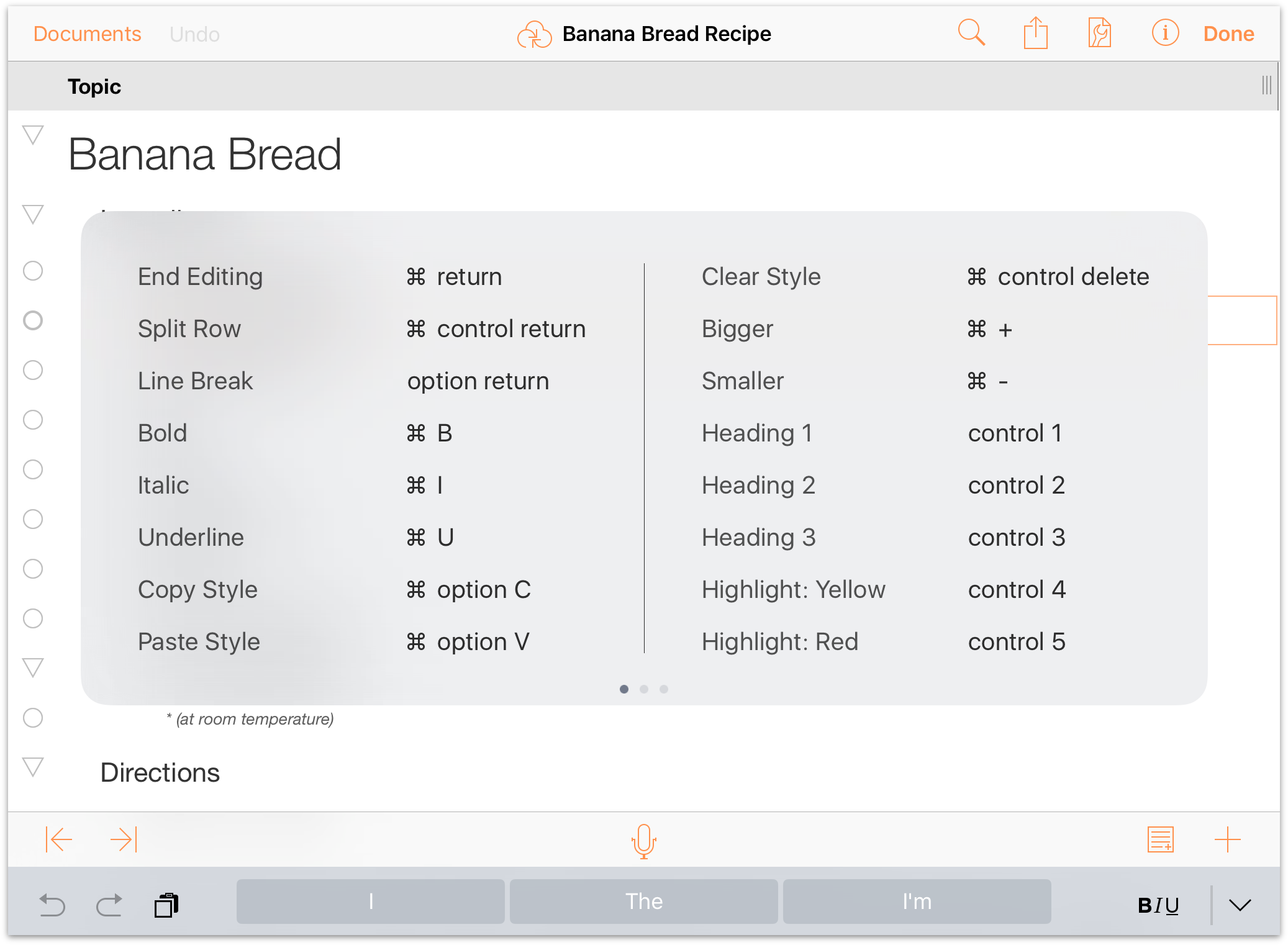 The keyboard overlay when editing a row