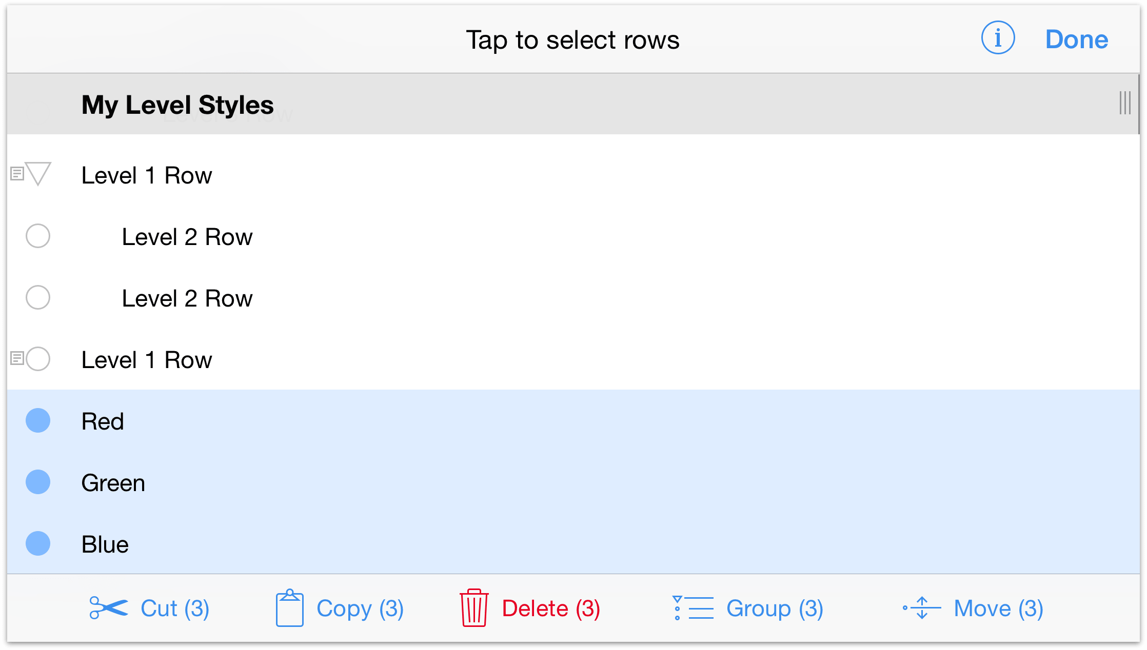 tap to select the rows from which you want to make a group